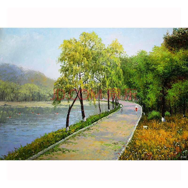 朝鲜一级画家 韩再浩《湖边的小路》