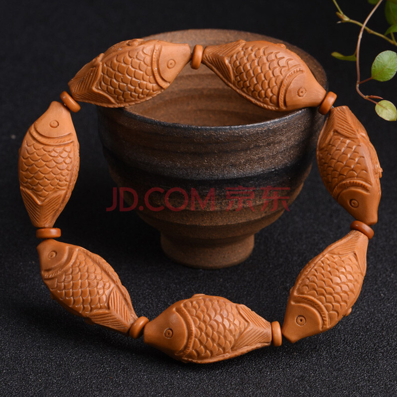 【鱼】橄榄核雕刻手串 1.6*3.2cm 26.3g