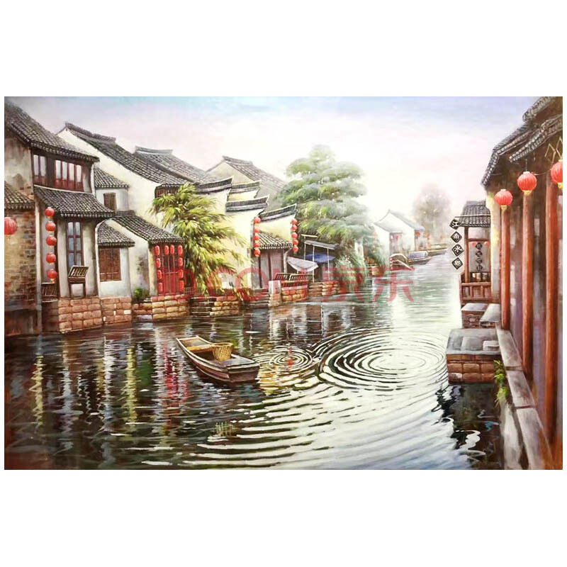 陈浩《江南水乡》布面油画