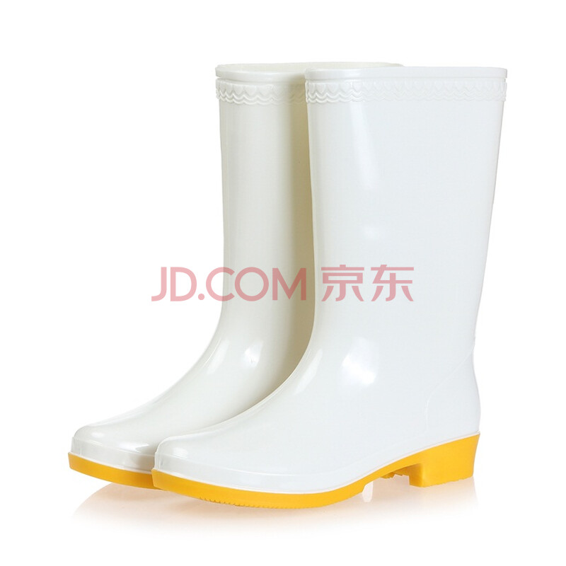 男女中高筒食品衛生靴白色雨鞋雨靴耐磨套鞋水鞋水靴耐酸堿油y; 中筒女款食品白色雨鞋 37