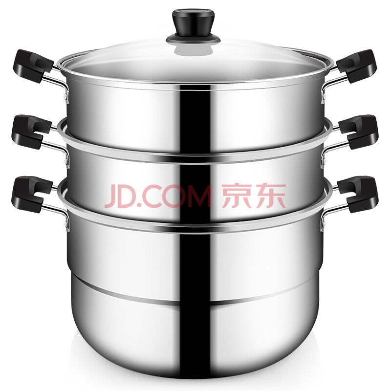 炊大皇 蒸鍋 不銹鋼28cm三層蒸籠蒸滋味復底電磁爐通用WG16331