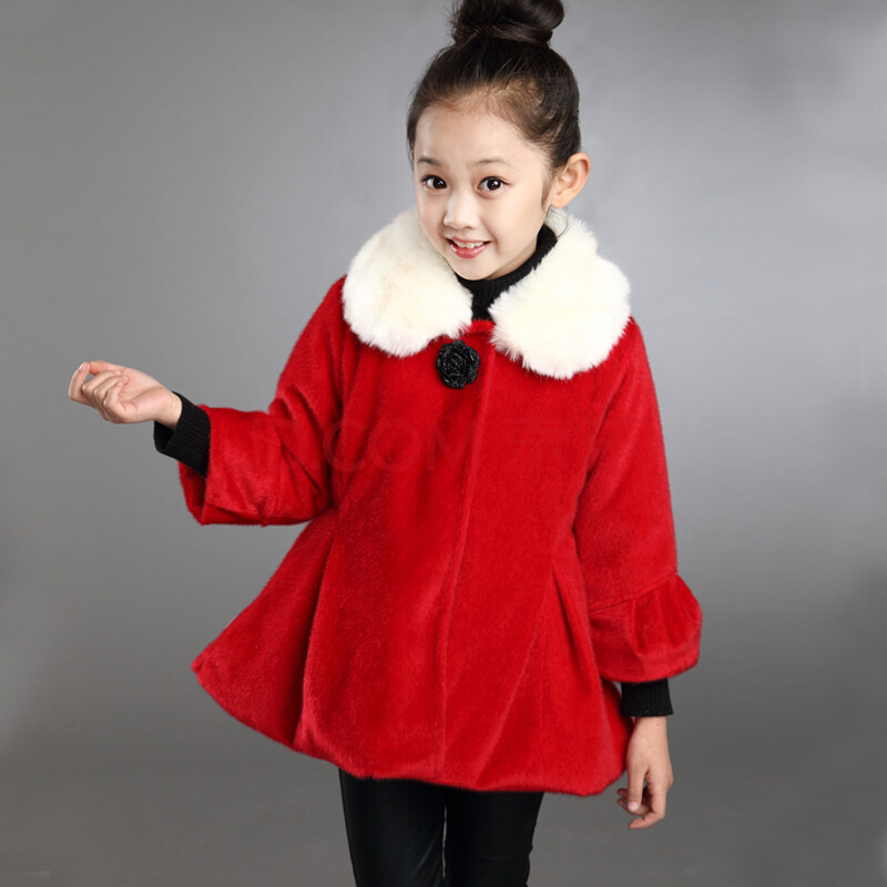 最新秋冬女童印花毛呢韩版时尚外套价格 同款