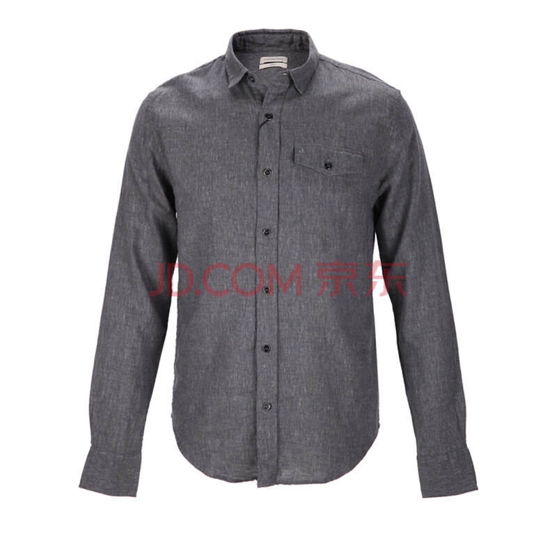 ck calvin klein jeans棉麻材质时尚休闲男士长袖衬衫 深灰色 l