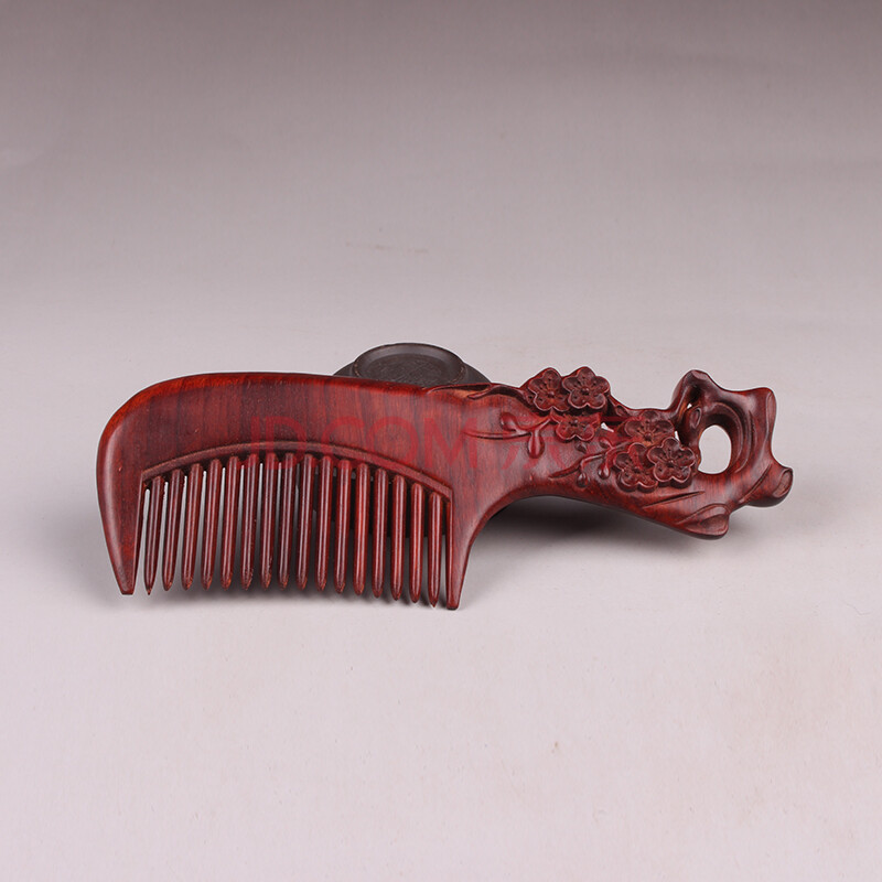 小叶紫檀梅花木梳把件 14-4.5-1cm 31.67g