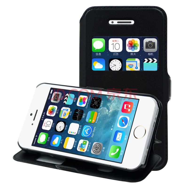 heewee 窗口接电话手机保护套/手机壳 适用于苹果iphone5/5s 黑色图片