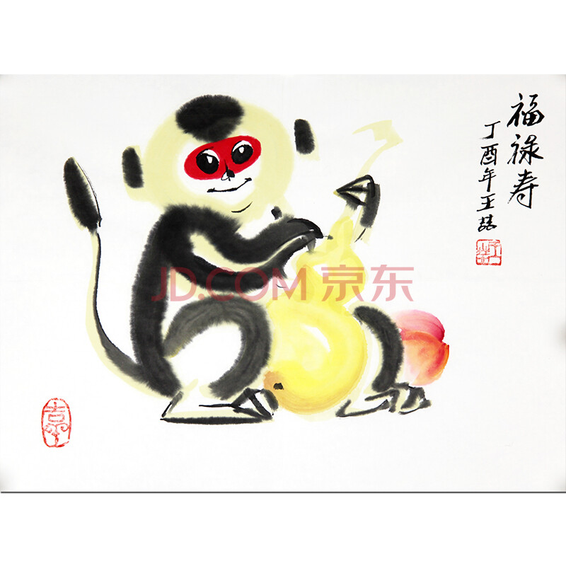 国家博物院专职画家"美猴王"王喆《福禄寿》