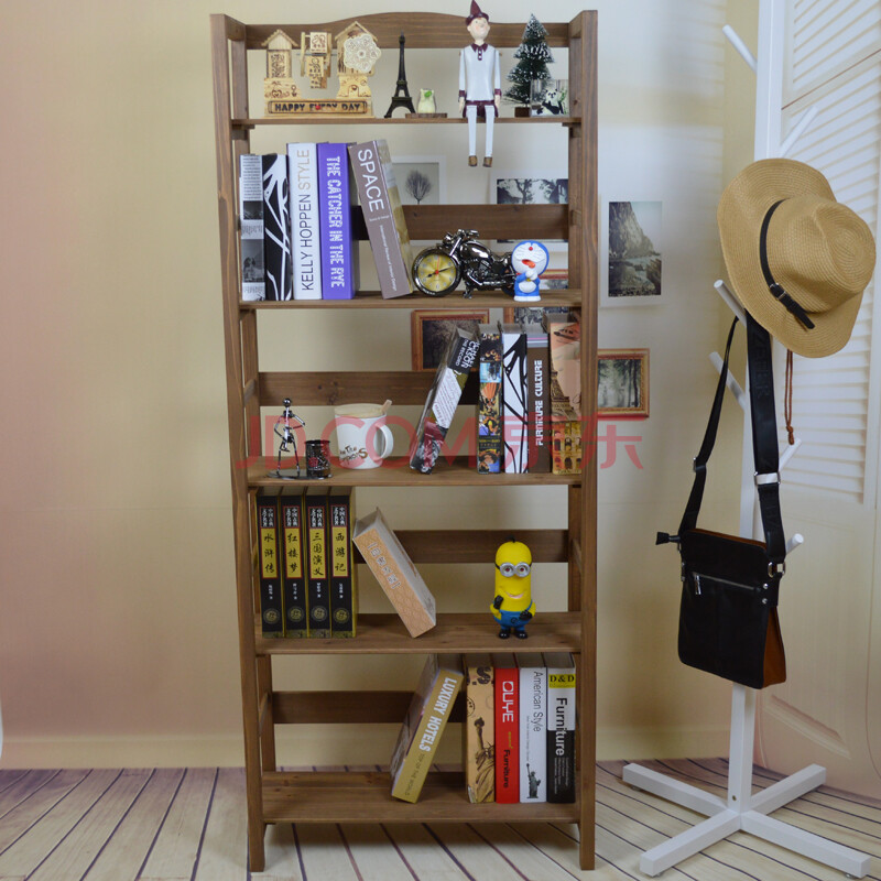 五层简易实木质书架书柜学生宜家新款置物架创意落地层架简约现代卧室图片