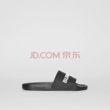 博柏利 burberry 男士黑色 / 光白色kingdom徽标装饰拖鞋 80097691 42