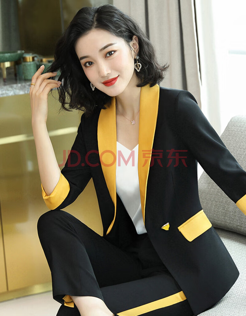 风修身2020春装新款职业装女装上衣时尚显瘦工作服 单件黑色小西装
