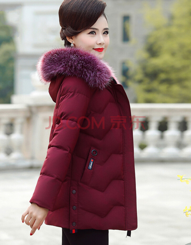 羽绒服女中年人40-50岁 妈妈冬季棉衣外套中年女士短款洋气羽绒棉服