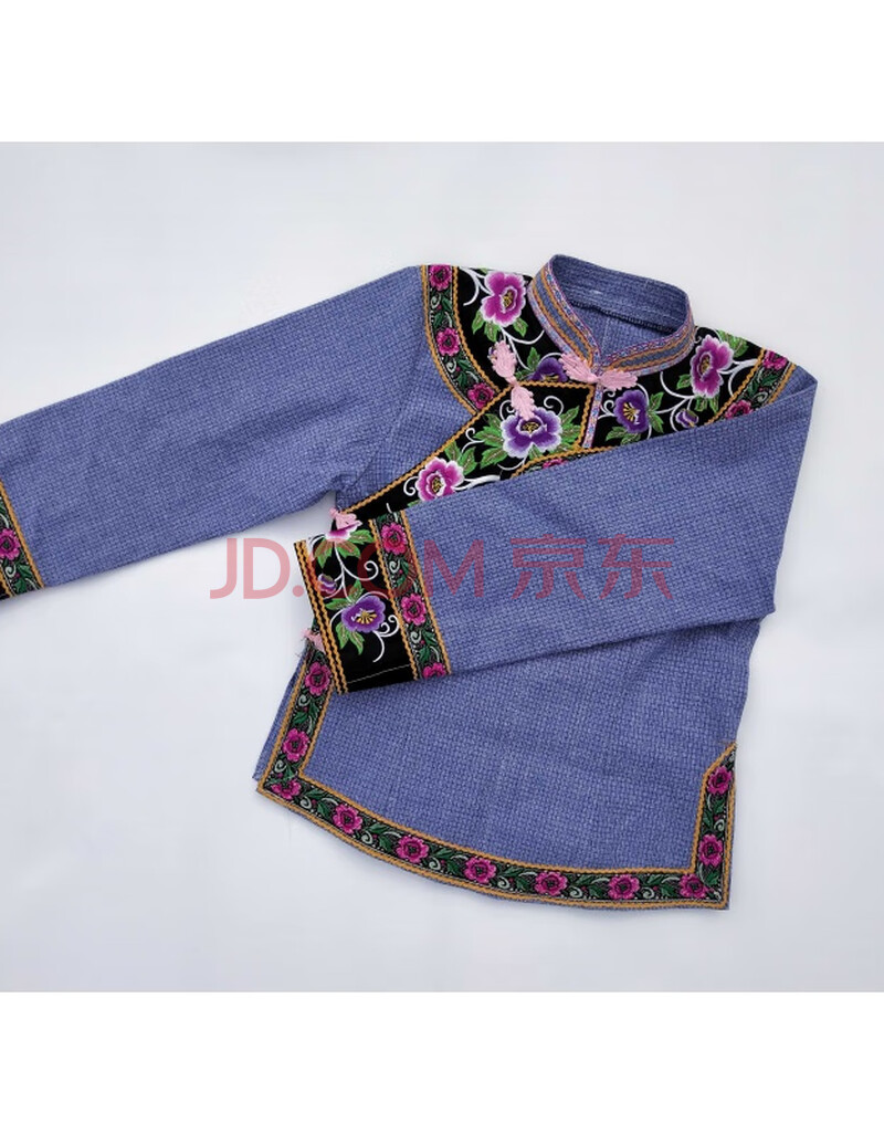 贵州少数民族服装布衣依族服苗族服女上衣刺绣女装壮族服浅灰色xxl
