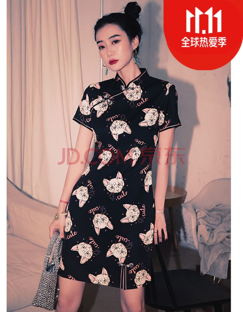 旗袍年轻款少女时尚改良版连衣裙可爱甜美日常生活装中国风抖音网红