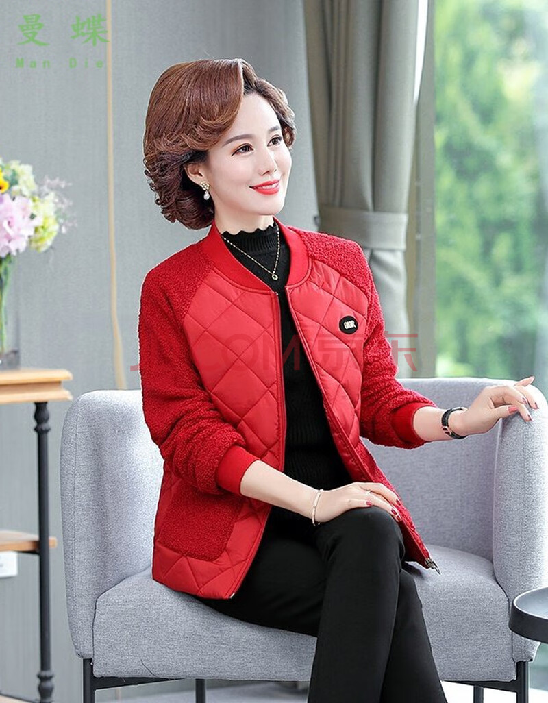 短款棉袄子秋冬装棉衣女冬季短身超轻薄溥款羊羔毛拼接小短装中年外套