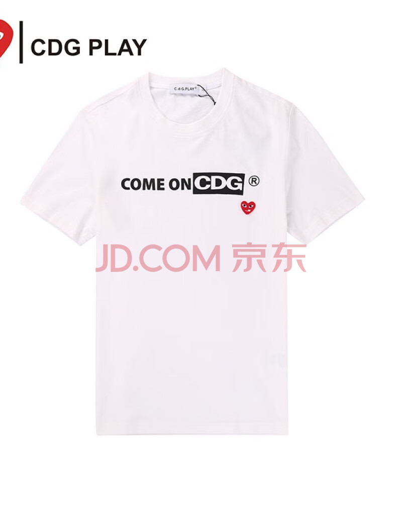 cdgplay男士短袖2021夏季新款情侣字幕logo简约男女短袖t恤 白色 xl