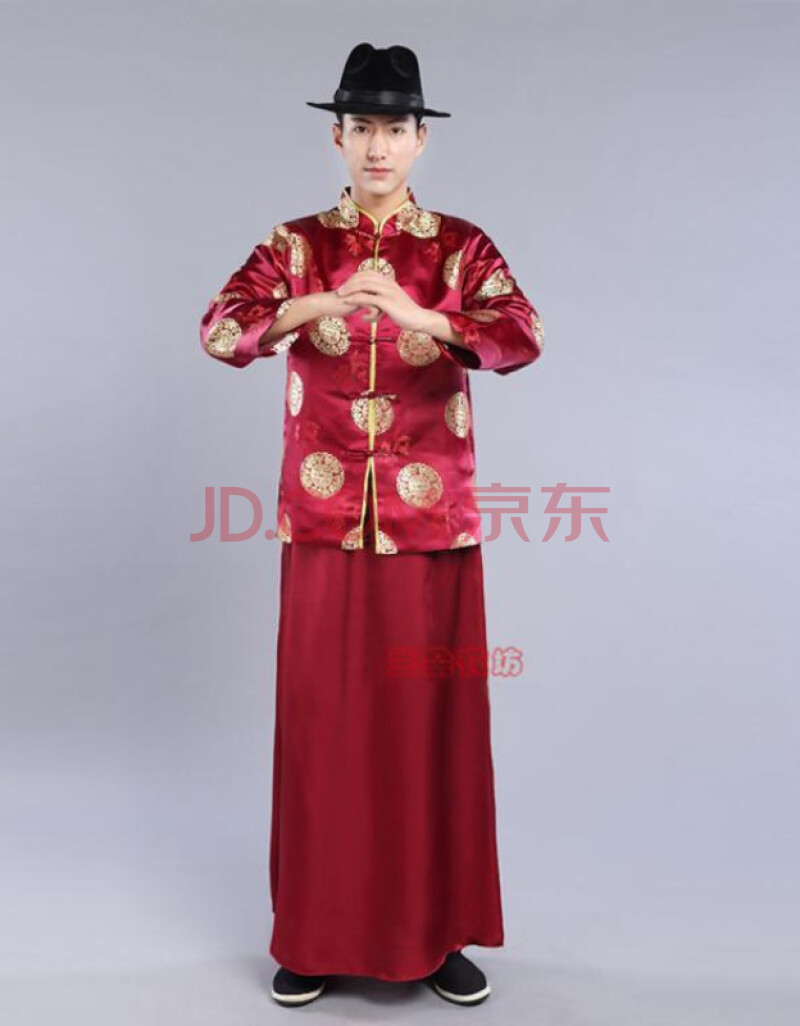 舒裟 地主服装财主马褂民国老爷古装演出服老人唐装寿