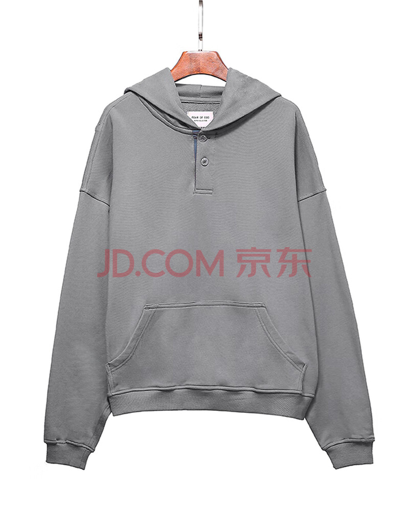 mike kouer fear of god fog 第六季亨利领宽松纯色连帽套头卫衣 灰色