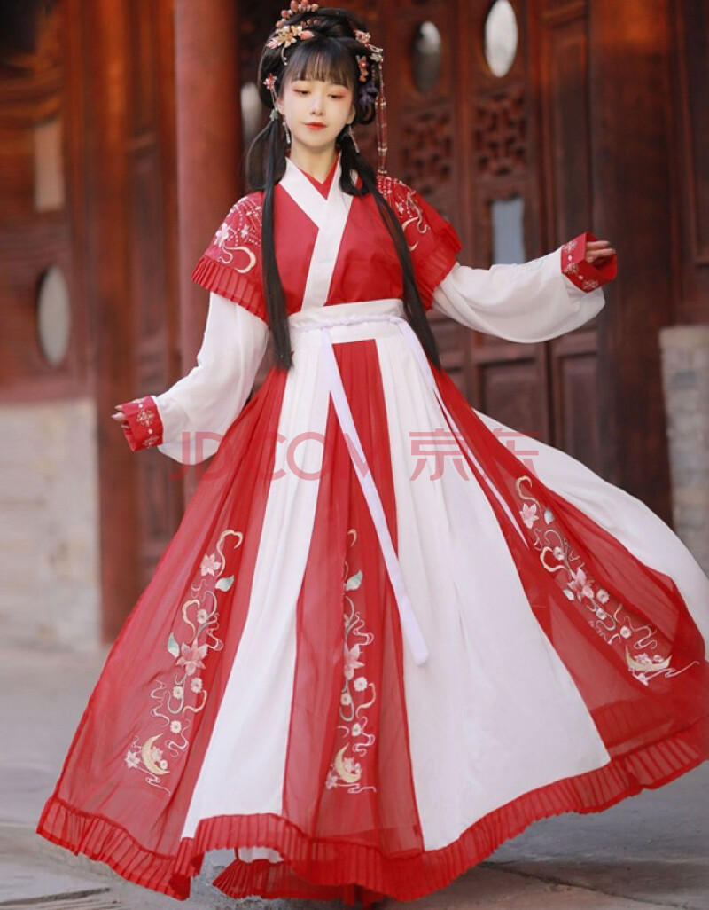 忆东方原创海棠汉服女装夏成人季古装对襟上衣半壁衫齐腰襦裙大摆裙