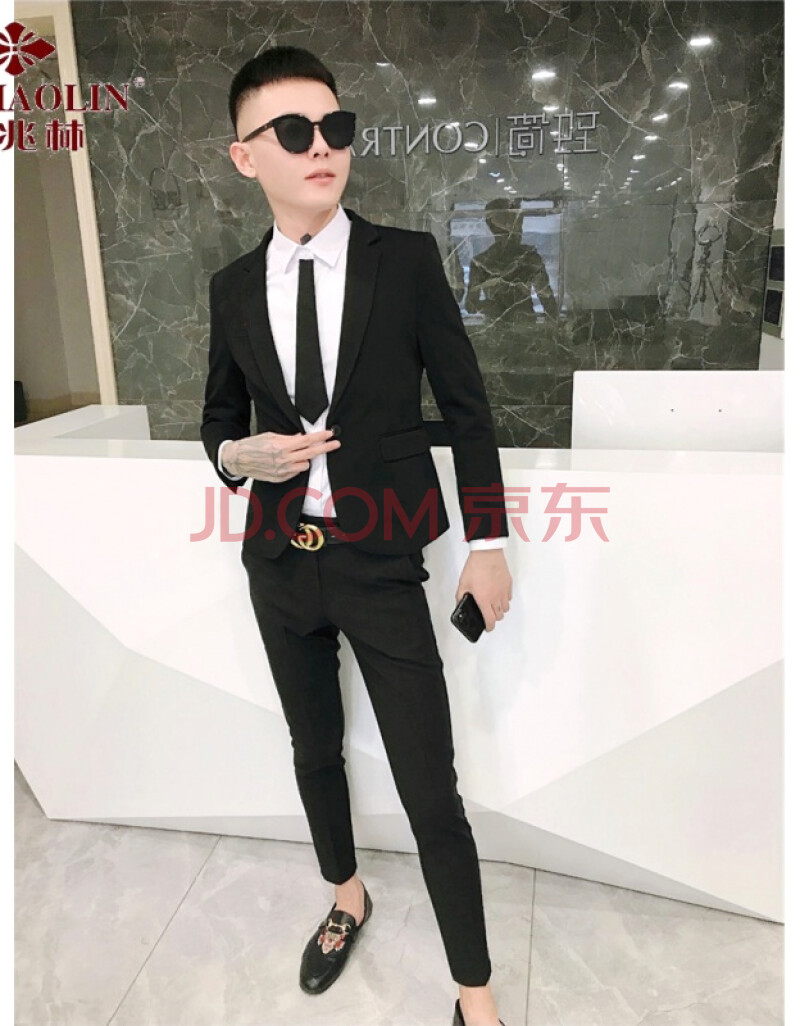 ⒎俞兆林旗舰精神小伙西装外套男韩版修身潮流网红痞帅小西服休闲春秋