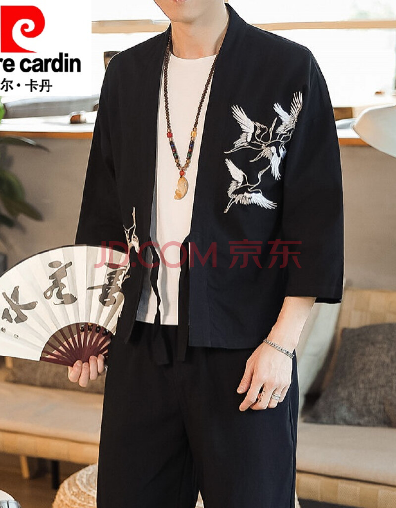 唐装套装中国风男装刺绣仙鹤改良汉服居士复古装禅服中式民族服装针织