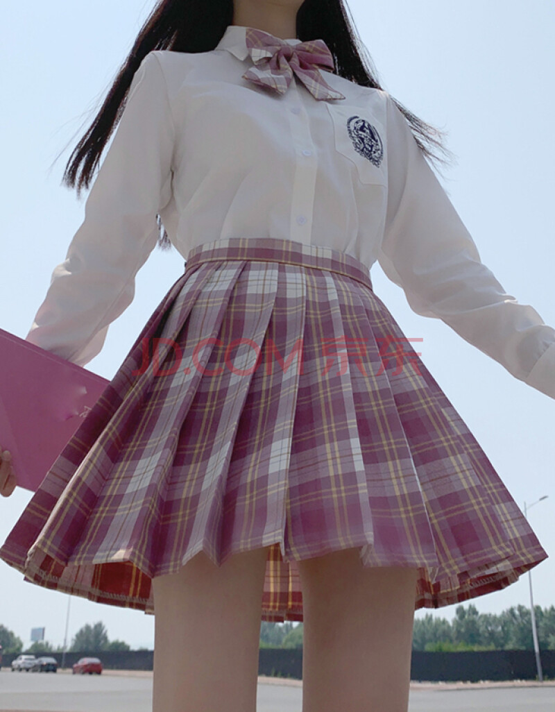 校服小超短裙性感一步a字包臀裙战枫 树莓红茶#格裙 刺绣长袖衬衫