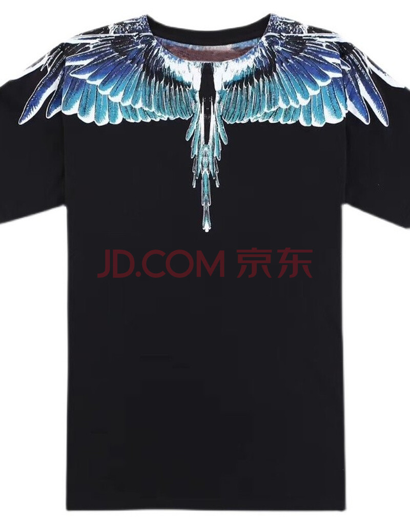 psax潮牌2021余文乐新款阴阳黑白mb橙蓝翅膀boy老鹰羽毛短袖t恤男女