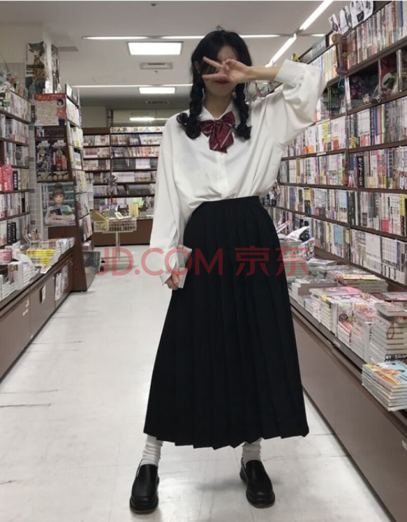 赫列jk制服少女夏季正学生衬衫中长款百褶半身裙长裙子班服套装大码女