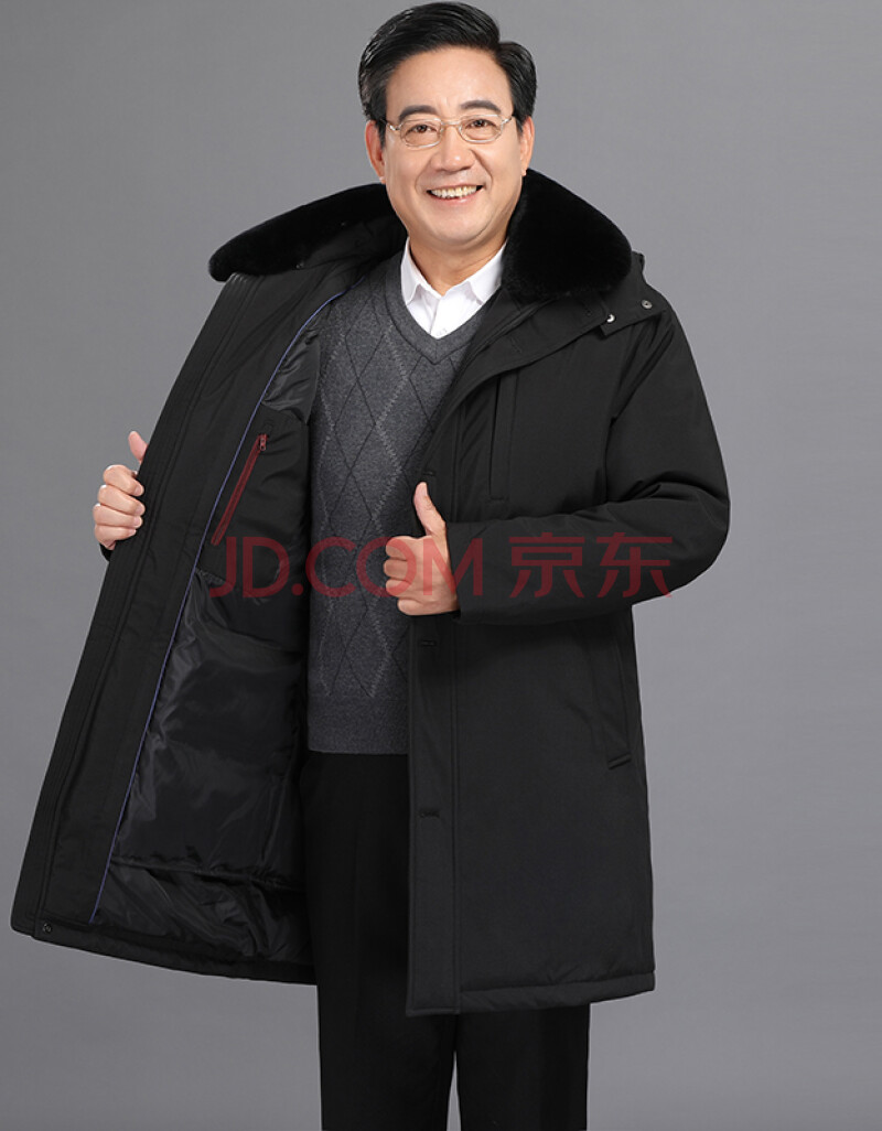 同款中老年羽绒服男加厚东北中长款爸爸装加肥加大老年人防寒冬装外套