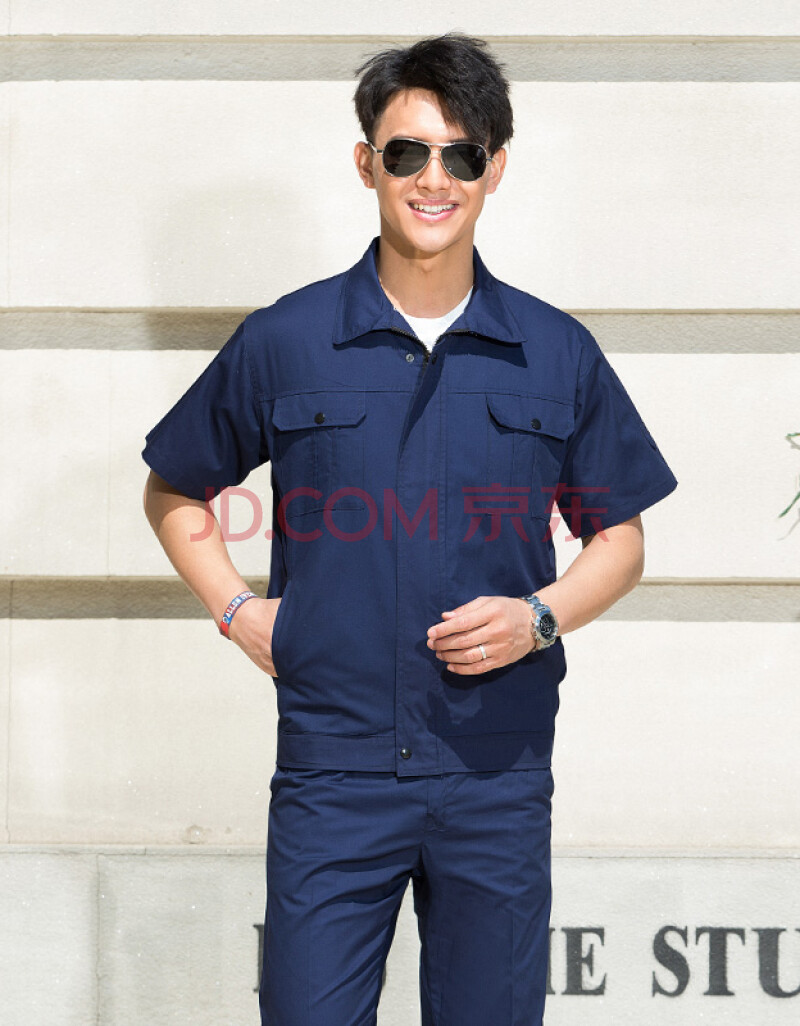 夏季薄款纯棉长袖工作服套装男电焊耐磨耐穿汽修工厂车间工地短袖纯色