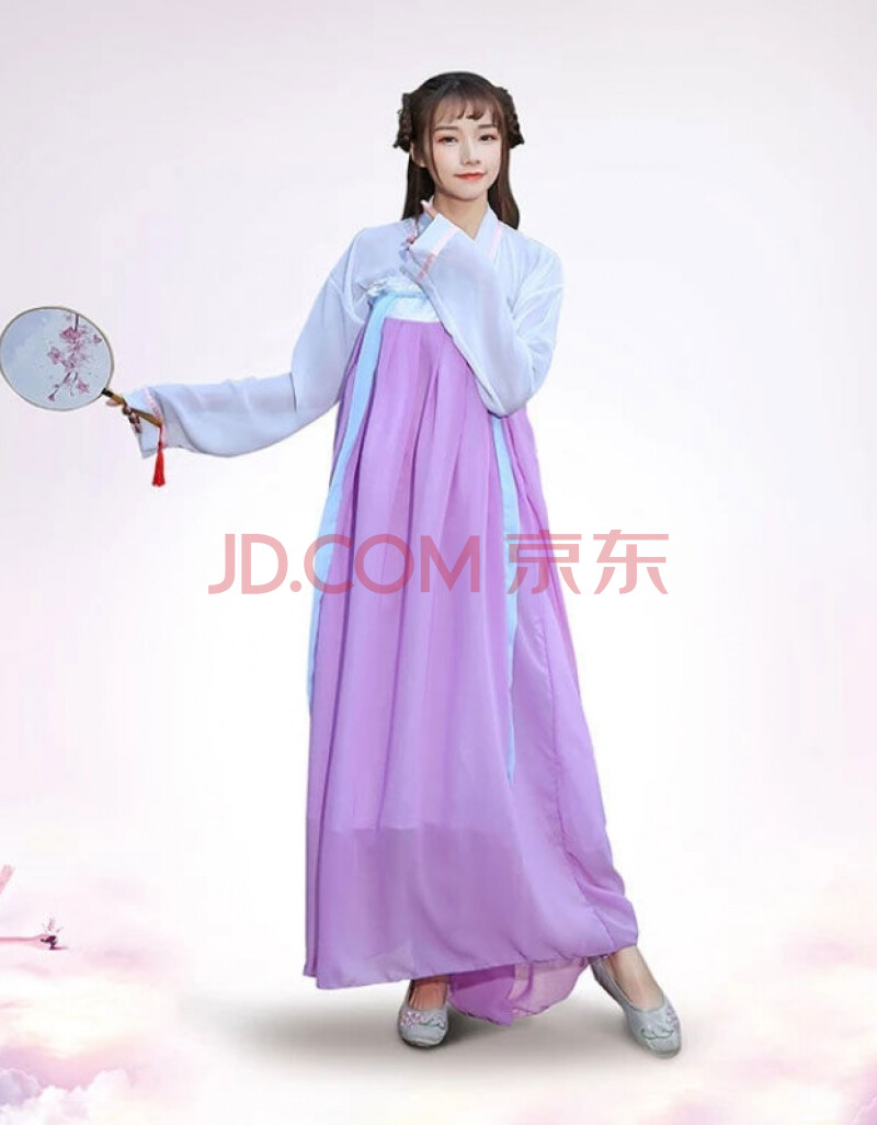 女古装仙女裙齐胸襦裙古装汉服秋装日常改良古风清新淡雅唐装 淡紫色