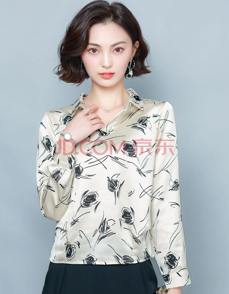 恒源祥同款【新款上市】2020春装新款大码真丝衬衫女长袖桑蚕丝上衣