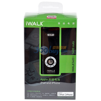 IWALK 移动电源 5400mAh 通过USB充电线可以给各种数码产品和手机充电 通过iPod,iPhone系列苹果认证 黑色
