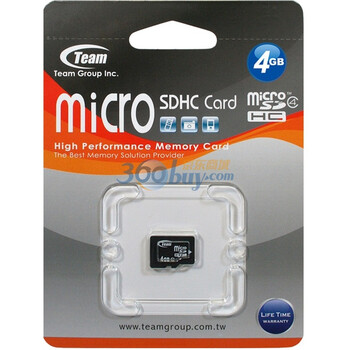 十铨科技（Team）4GB Class4 TF（micro SD）存储卡（TG004G0MC24X）