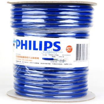 飞利浦（PHILIPS）家装工程高速无氧铜双屏蔽超五类网络线（卷线）SWA1936/93 50米
