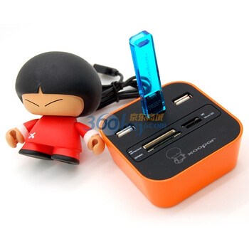 森泊（xoopar）XBOY21003 Xoopar boy+Podium二合一USB分线器&读卡器（橙色）适用于Windows和Mac操作系统