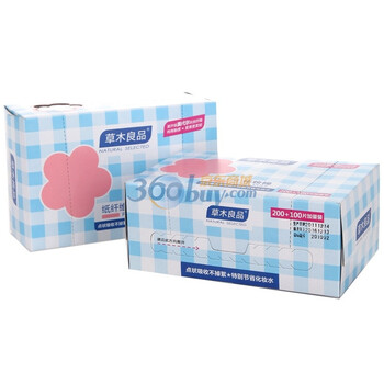草木良品 纸纤维化妆棉300片四盒装