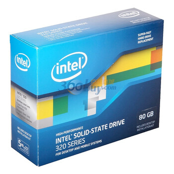 英特尔(Intel) 80G SATA 3.0Gb/s 2.5英寸 320系列SSD固态硬盘(SSDSA2CW080G3K5-CBOX）中文彩盒