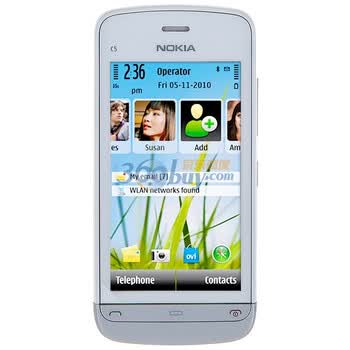 诺基亚（NOKIA）C5-03 标准版 3G手机（白银色）WCDMA/GSM 非定制机