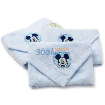 Disneybaby迪士尼宝宝米老鼠有机无添加竹纤维小方巾3件装（粉蓝）10ZD-28K8