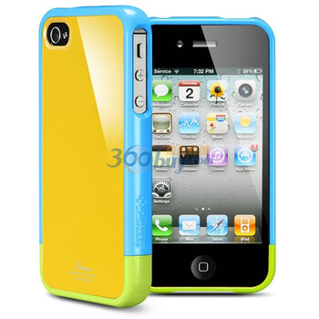 SGP case pink pops iphone4 iphone4s保护壳 黄色后壳 搭配边框 时尚绚丽