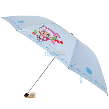 宝丽姿粉彩喜羊羊三折55cm/7k晴雨两用铅笔伞303C浅兰色