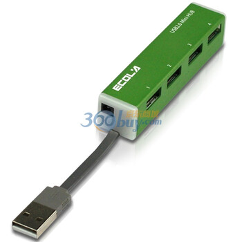 宜客莱 (ECOLA) USB-HUB01GN 迷你4口USB集线器(支持过载电压及瞬间电流保护功能）(绿色)