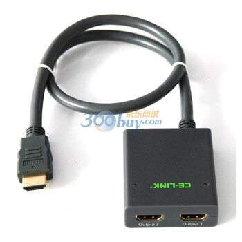 CE-LINK HDMI 1×2 分配器 HDMI一进二出分配器 1080P分辨率 深灰色
