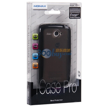 摩米士（MOMAX）HTC G16 CHACHA(A810e) 软硬双色保护套 实色黑边+透明黑底 附送摩米士原厂保护膜