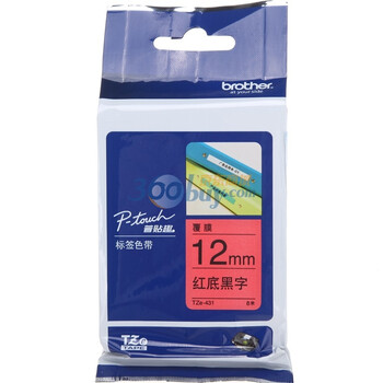 兄弟(brother)TZe-431 12mm红底黑字标签色带（适用PT1010/1280/1650/7600）