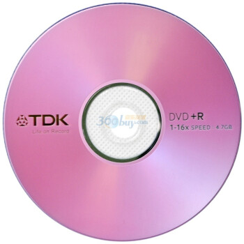 TDK DVD+R 16速 4.7GB 彩面系列 红色 10片桶装 刻录盘