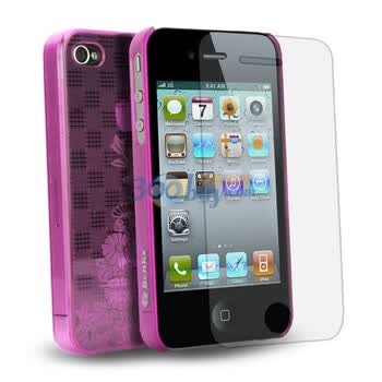 邦克仕（Benks）Magic Seaweed(花纹)移动数码产品专用保护壳（适用于Apple iPhone 4/4S 枚红色