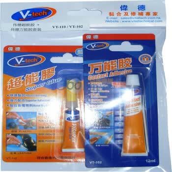 伟德(V-tech) 超能胶 VT-110 透明液体状 3克装 + 万能胶套装 VT-102 黄褐色液体状 12ml 套装