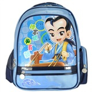 孔子书包卡通系列涤纶双肩背包中国风K2013宝蓝色配水蓝色小学生书包