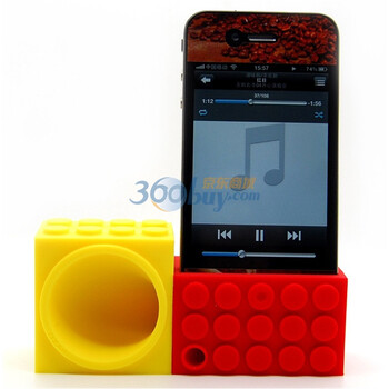 欧沙克（OZAKI）IC927A iphone4 & iphone4S 专用不插电扩音架 (红黄) 适用于iphone4/4S