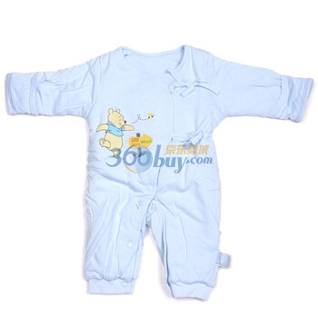 Disneybaby迪士尼宝宝丛林聚会铺棉系带哈衣蓝色811407（59/44）